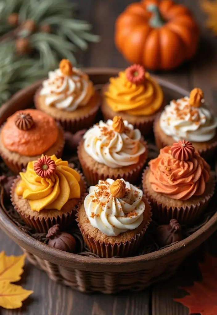 27 Cute Cupcake Ideas That Are Perfect for Any Celebration - 14. Cozy Fall Cupcake Bouquet