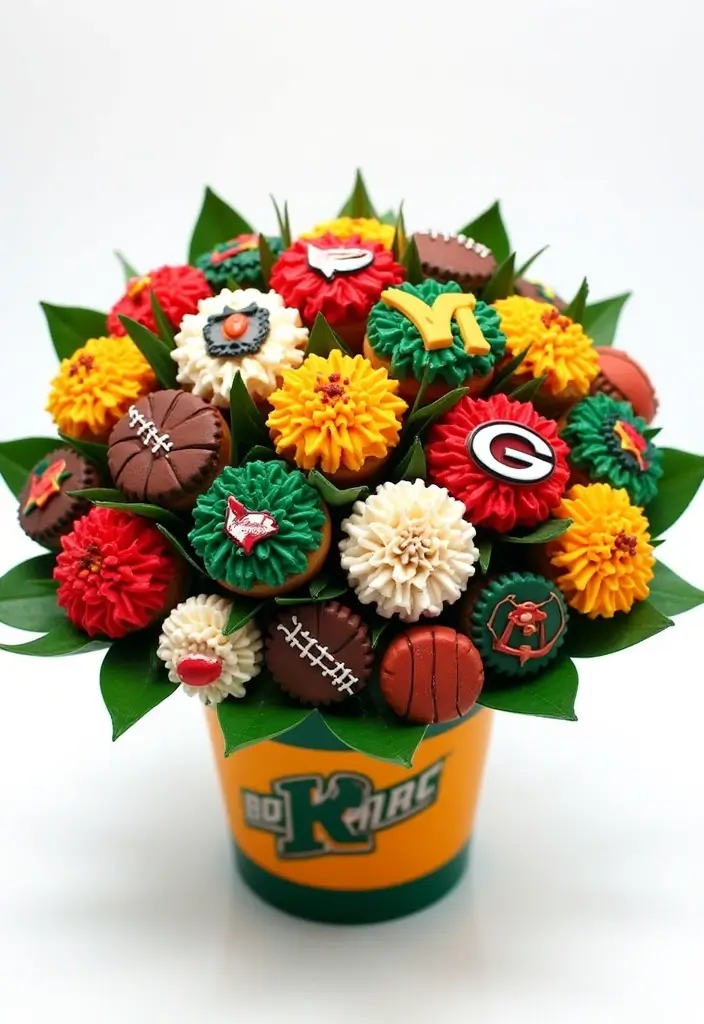 27 Cute Cupcake Ideas That Are Perfect for Any Celebration - 15. Sports Team Cupcake Bouquet