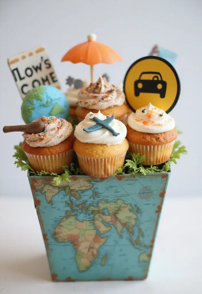 27 Cute Cupcake Ideas That Are Perfect for Any Celebration - 16. Adventure Travel Cupcake Bouquet