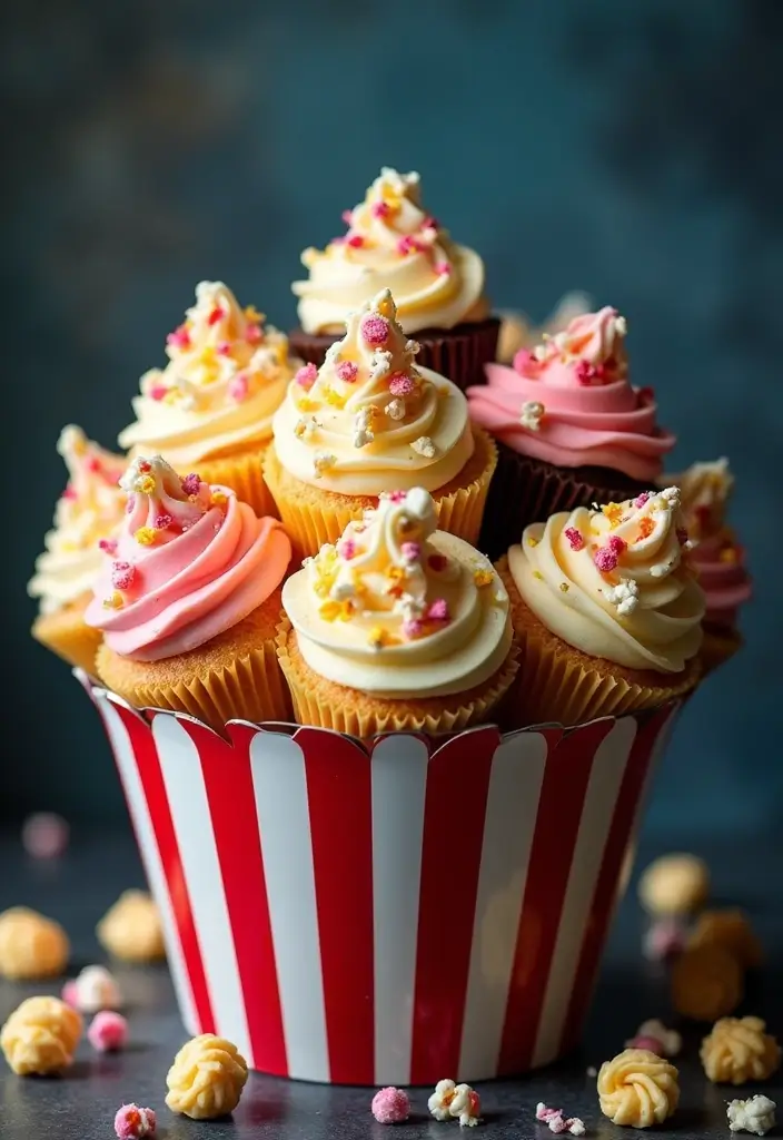 27 Cute Cupcake Ideas That Are Perfect for Any Celebration - 21. Movie Night Cupcake Bouquet
