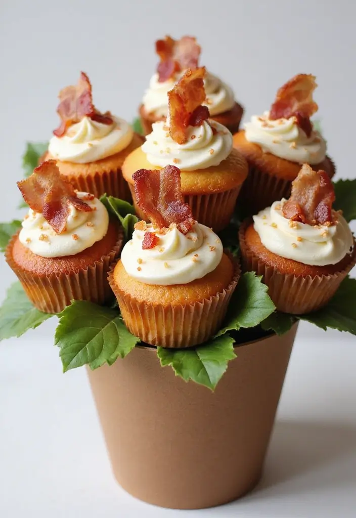 27 Cute Cupcake Ideas That Are Perfect for Any Celebration - 22. Sweet and Savory Cupcake Bouquet