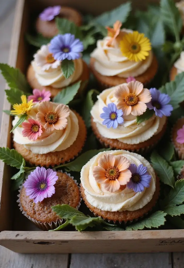 27 Cute Cupcake Ideas That Are Perfect for Any Celebration - 25. Nature-Inspired Cupcake Bouquet