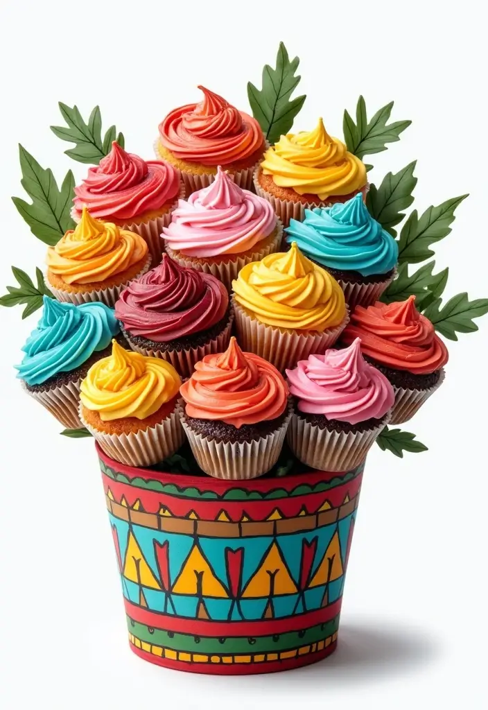 27 Cute Cupcake Ideas That Are Perfect for Any Celebration - 27. Celebration of Cultures Cupcake Bouquet