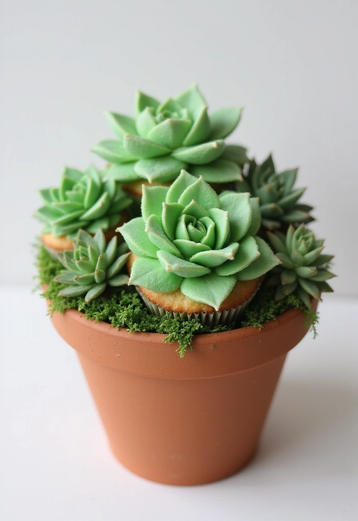 27 Cute Cupcake Ideas That Are Perfect for Any Celebration - 3. Simple Succulent Cupcake Bouquet