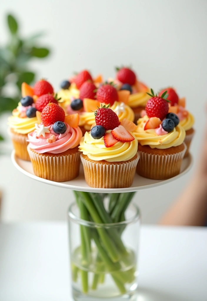 27 Cute Cupcake Ideas That Are Perfect for Any Celebration - 5. Fruit-Inspired Cupcake Bouquet