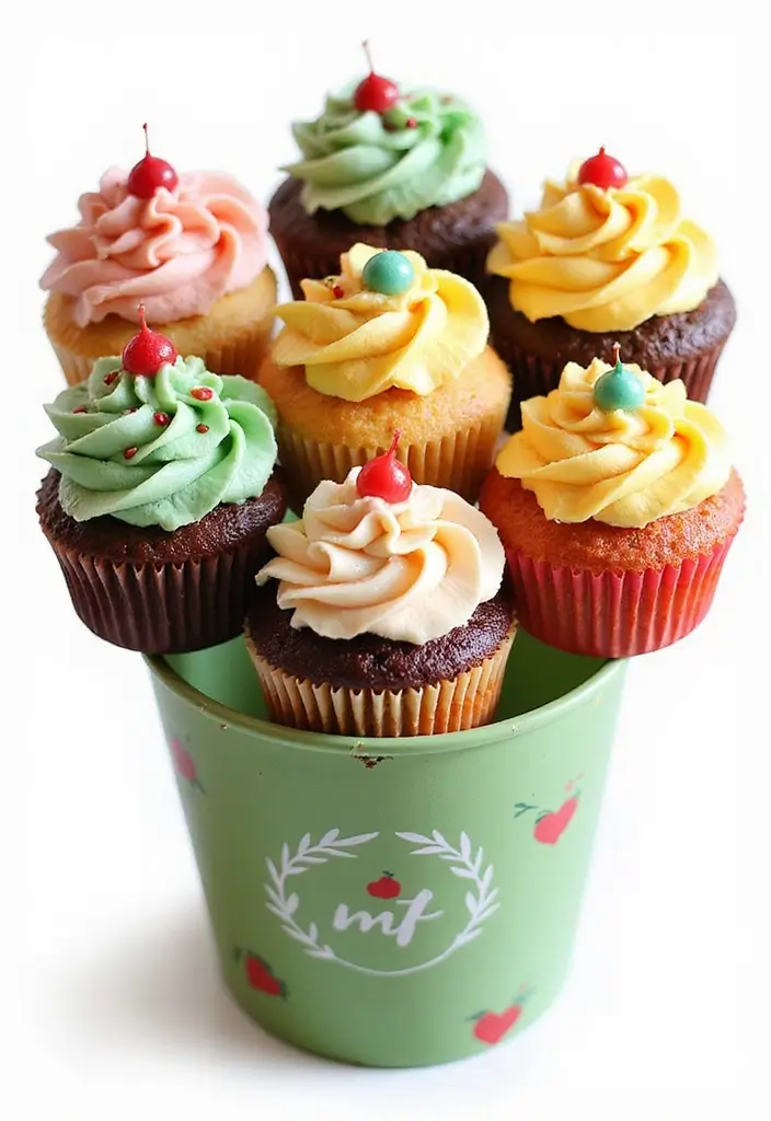 27 Cute Cupcake Ideas That Are Perfect for Any Celebration - 6. Themed Holiday Cupcake Bouquet