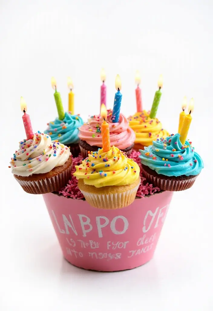 27 Cute Cupcake Ideas That Are Perfect for Any Celebration - 9. Birthday Surprise Cupcake Bouquet