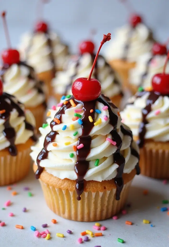 27 Easy Cupcake Decorating Ideas for Every Occasion - 15. Ice Cream Sundae Cupcakes