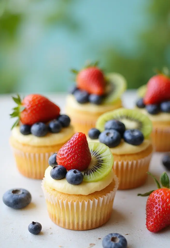 27 Easy Cupcake Decorating Ideas for Every Occasion - 2. Fruit Topped Cupcakes