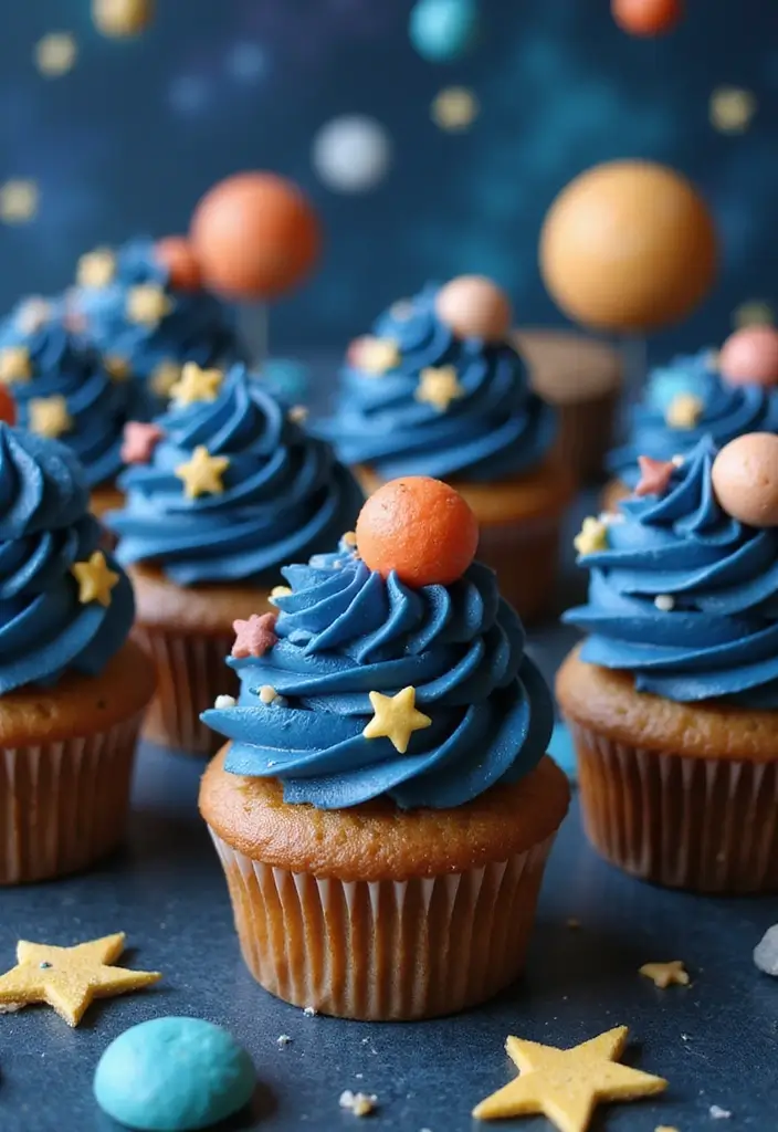 27 Easy Cupcake Decorating Ideas for Every Occasion - 20. Space-Themed Cupcakes