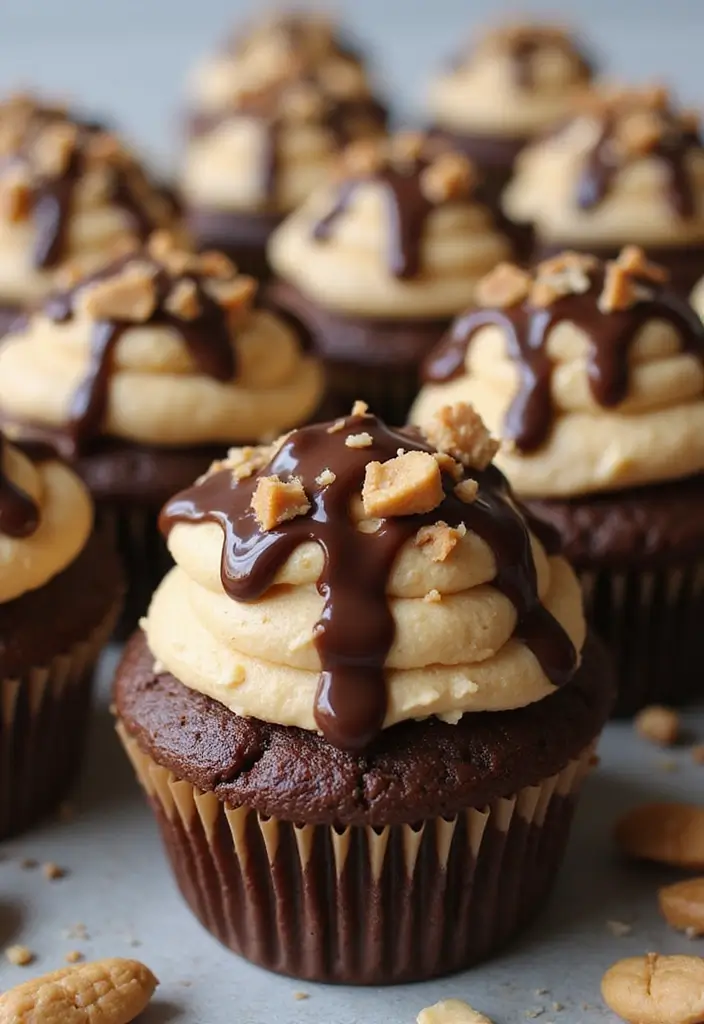 27 Easy Cupcake Decorating Ideas for Every Occasion - 24. Chocolate Peanut Butter Cupcakes
