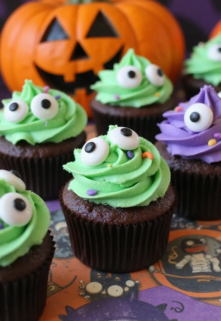 27 Easy Cupcake Decorating Ideas for Every Occasion - 6. Halloween Monster Cupcakes