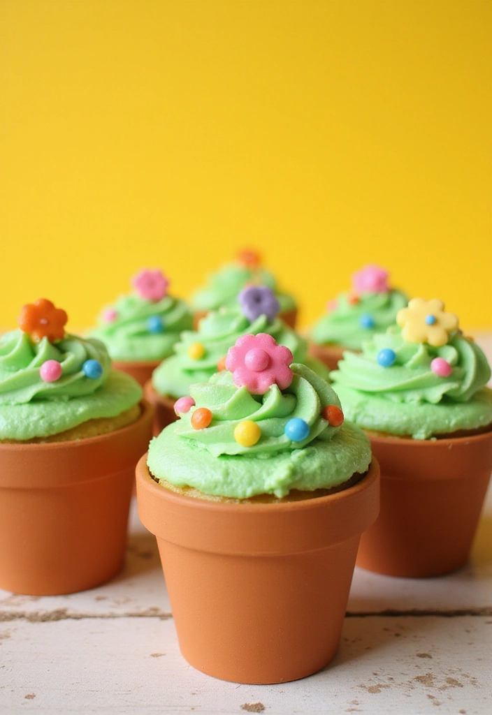 27 Easy Cupcake Decorating Ideas for Every Occasion - 8. Cupcake Flower Pots