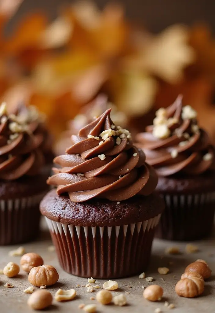 27 Fall Cupcake Ideas That Taste Like Cozy Season - 11. Chocolate Hazelnut Cupcakes