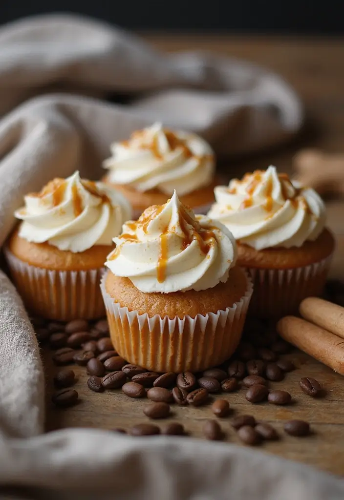 27 Fall Cupcake Ideas That Taste Like Cozy Season - 12. Nutmeg Latte Cupcakes