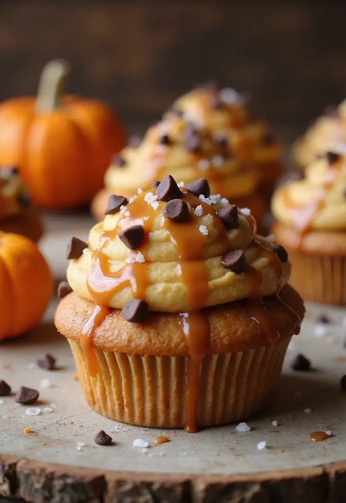 27 Fall Cupcake Ideas That Taste Like Cozy Season - 14. Salted Caramel Chocolate Chip Cupcakes