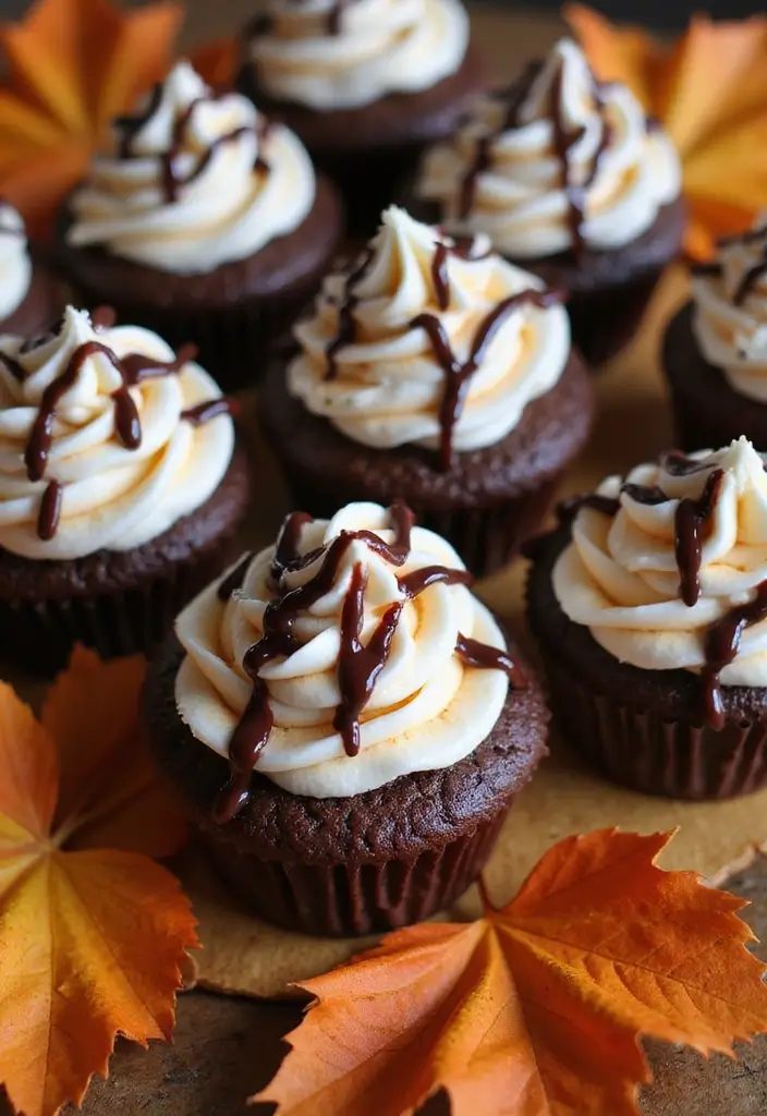 27 Fall Cupcake Ideas That Taste Like Cozy Season - 20. Chocolate Pumpkin Swirl Cupcakes