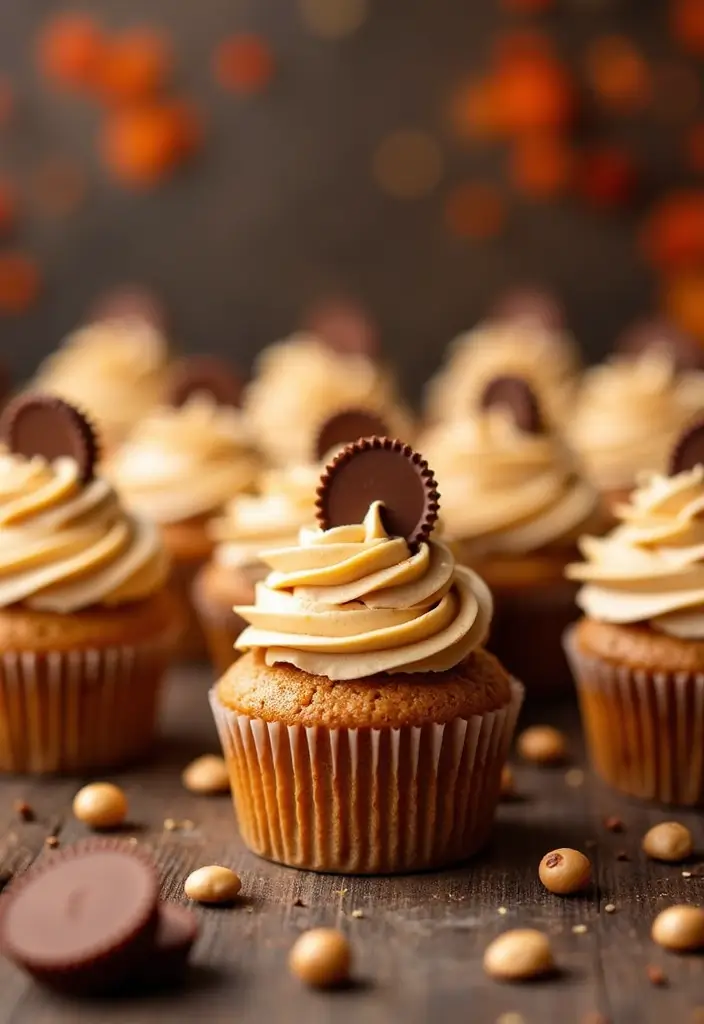 27 Fall Cupcake Ideas That Taste Like Cozy Season - 21. Peanut Butter Cup Cupcakes