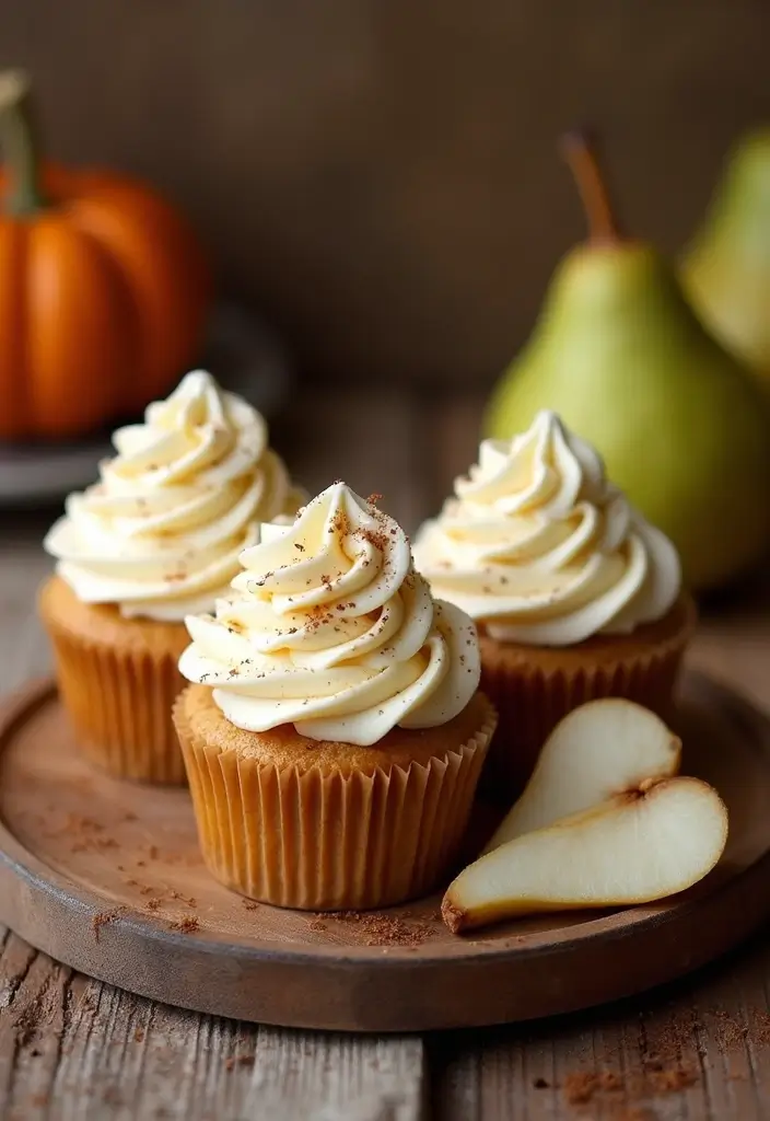 27 Fall Cupcake Ideas That Taste Like Cozy Season - 9. Spiced Pear Cupcakes