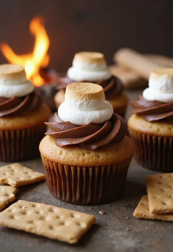 27 Fall-Inspired Cupcake Decorating Ideas You’ll Fall For - 10. S'mores Cupcakes