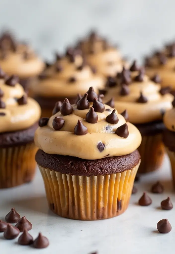 27 Fall-Inspired Cupcake Decorating Ideas You’ll Fall For - 16. Chocolate Chip Cookie Dough Cupcakes