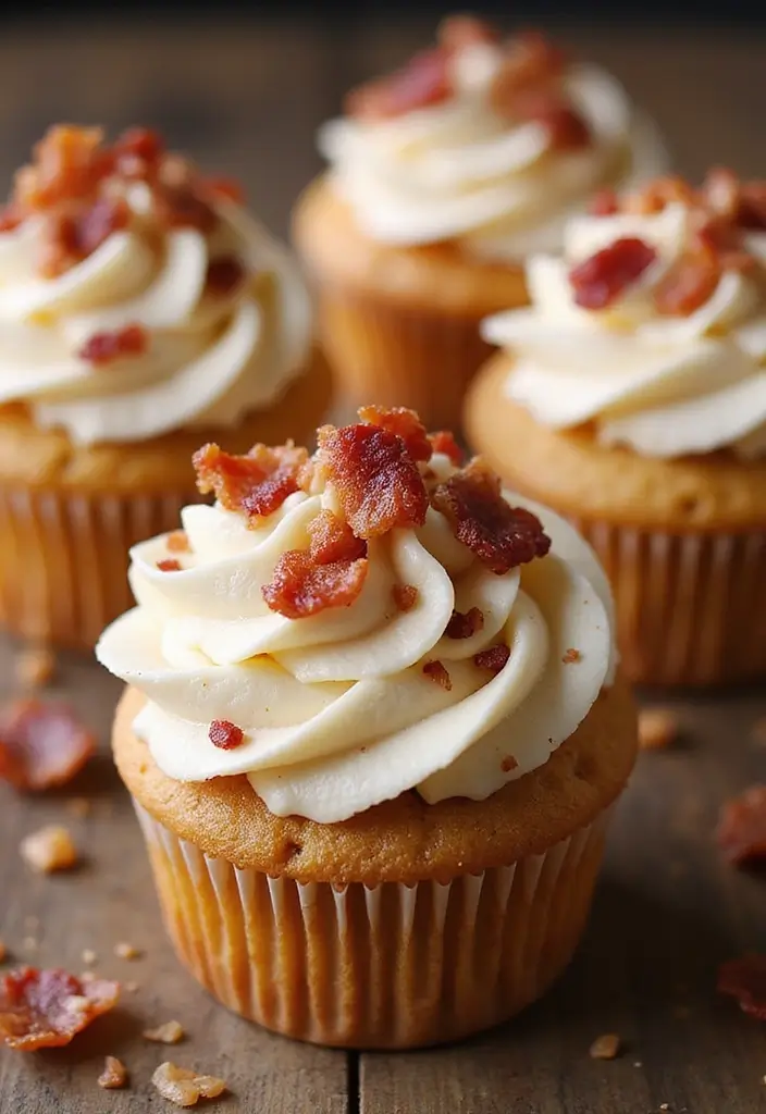 27 Fall-Inspired Cupcake Decorating Ideas You’ll Fall For - 17. Maple Bacon Cupcakes