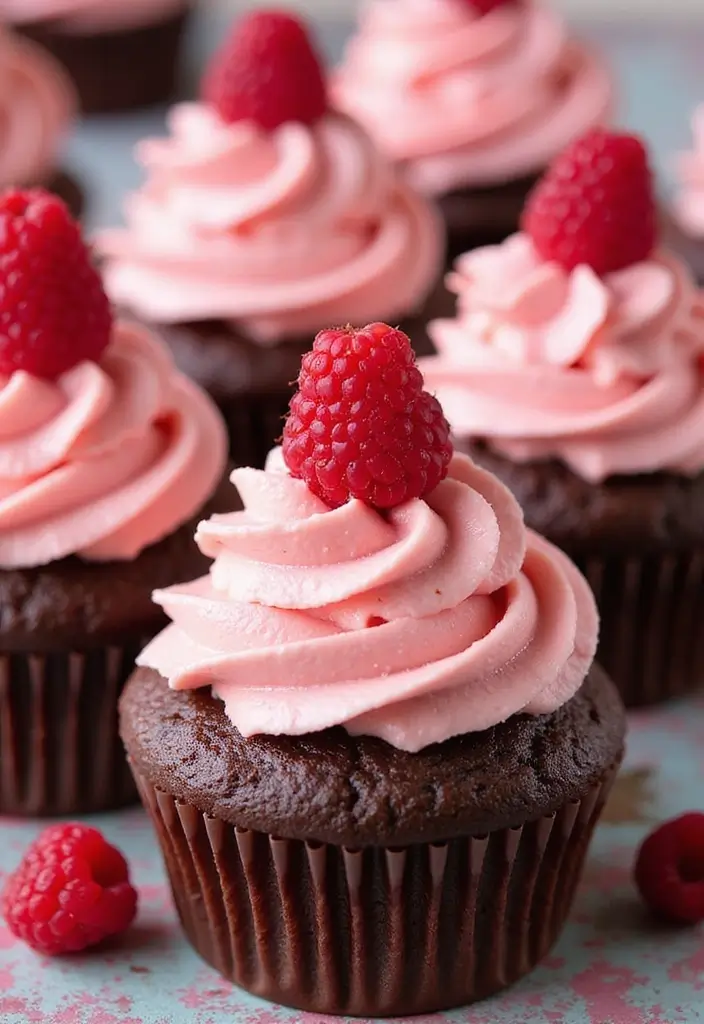 27 Fall-Inspired Cupcake Decorating Ideas You’ll Fall For - 26. Chocolate Raspberry Swirl Cupcakes