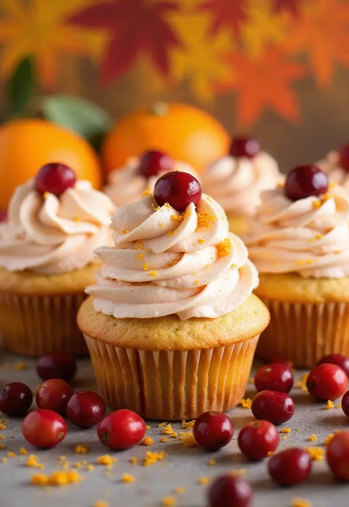 27 Fall-Inspired Cupcake Decorating Ideas You’ll Fall For - 8. Cranberry Orange Cupcakes