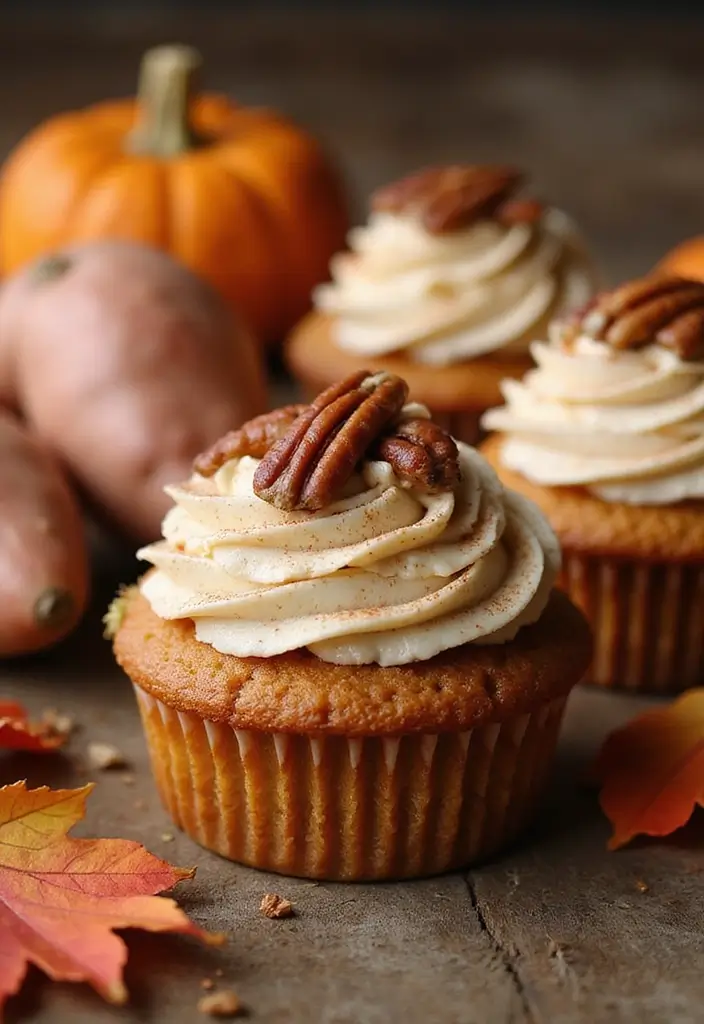 27 Fall-Inspired Cupcake Decorating Ideas You’ll Fall For - 9. Sweet Potato Cupcakes