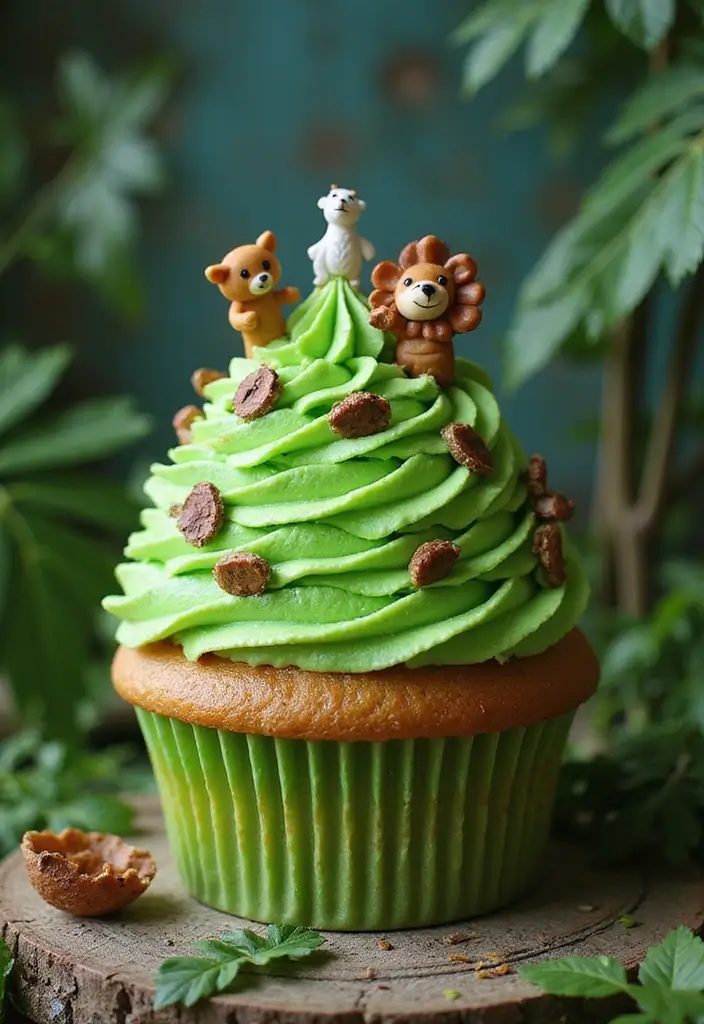 27 Giant Cupcake Ideas for a Show-Stopping Centerpiece - 13. Adventure Jungle Cupcake
