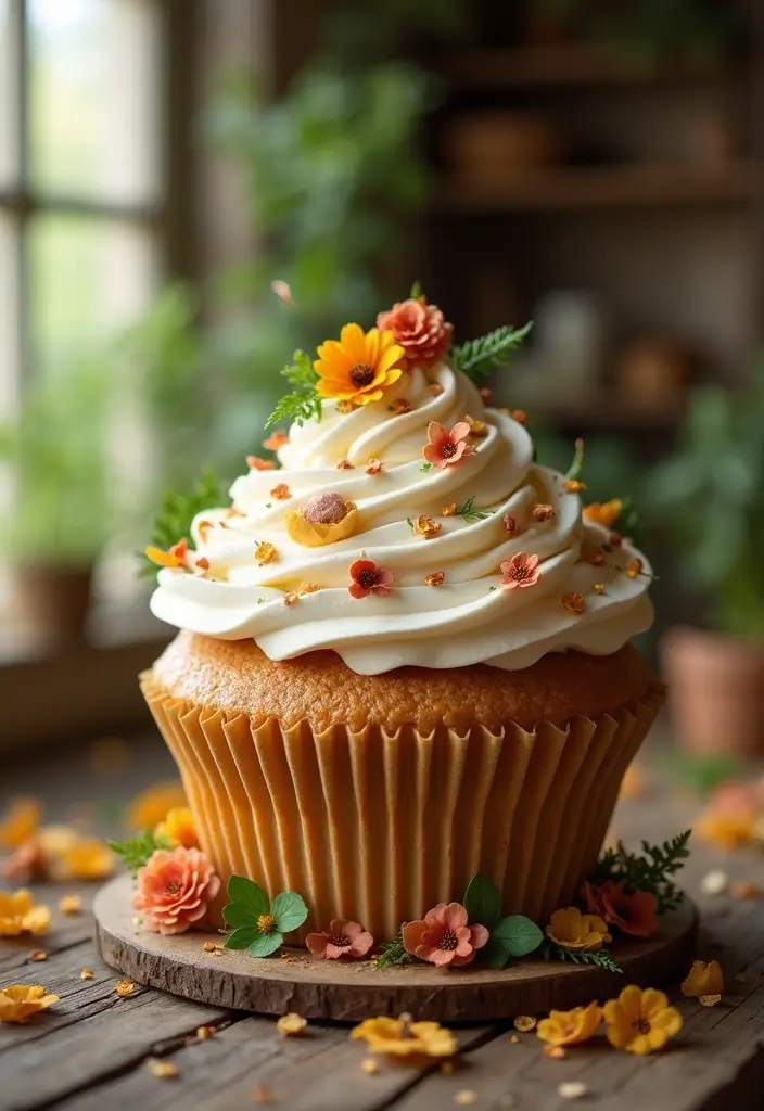 27 Giant Cupcake Ideas for a Show-Stopping Centerpiece - 15. Rustic Country Cupcake
