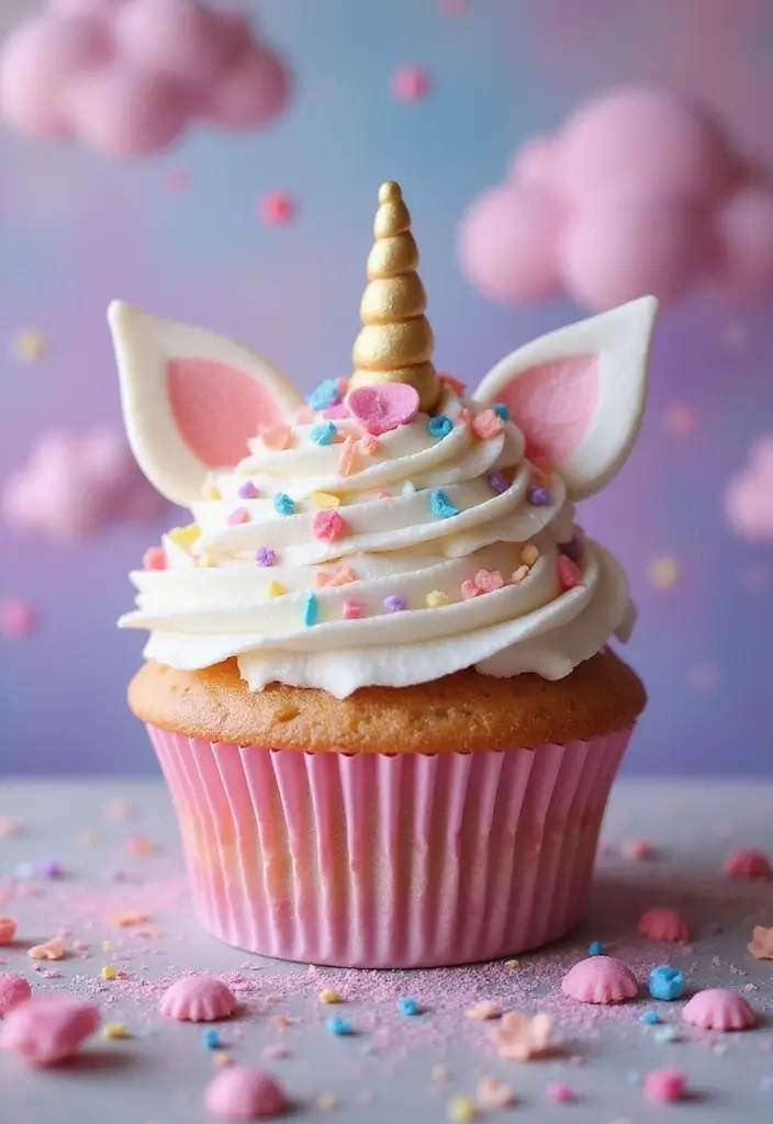 27 Giant Cupcake Ideas for a Show-Stopping Centerpiece - 18. Whimsical Unicorn Cupcake