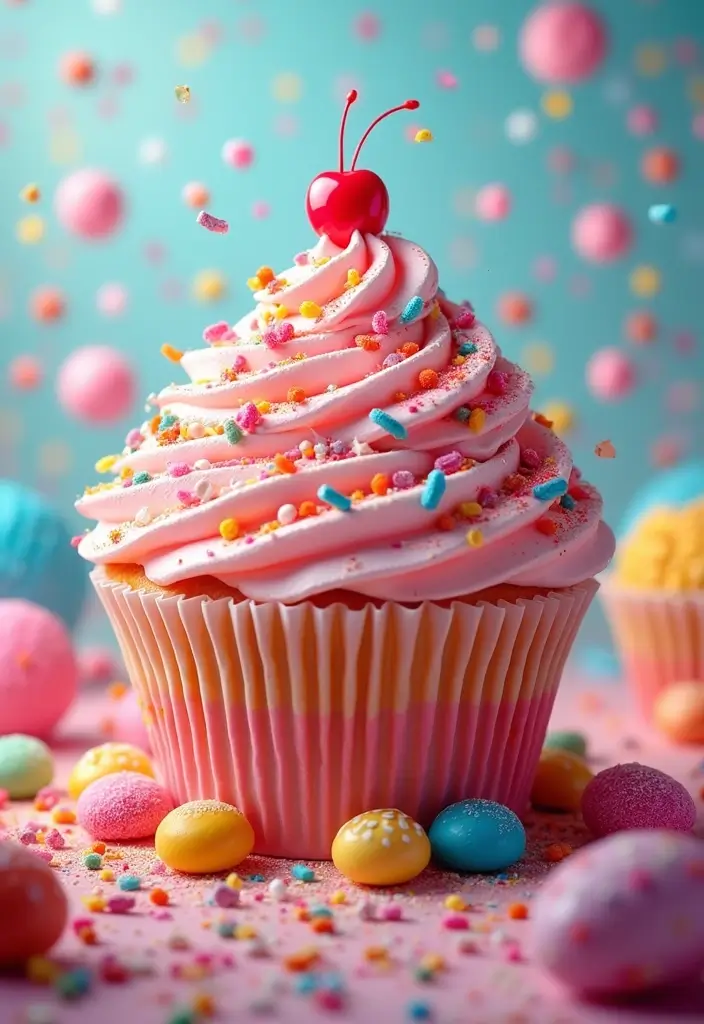 27 Giant Cupcake Ideas for a Show-Stopping Centerpiece - 25. Super Sweet Candy Land Cupcake