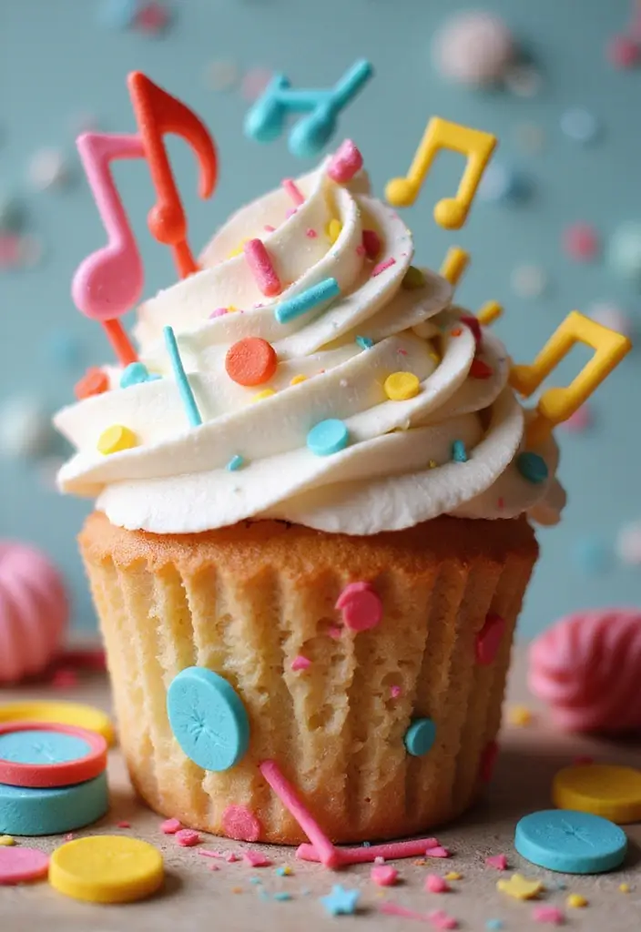 27 Giant Cupcake Ideas for a Show-Stopping Centerpiece - 26. Musical Harmony Cupcake