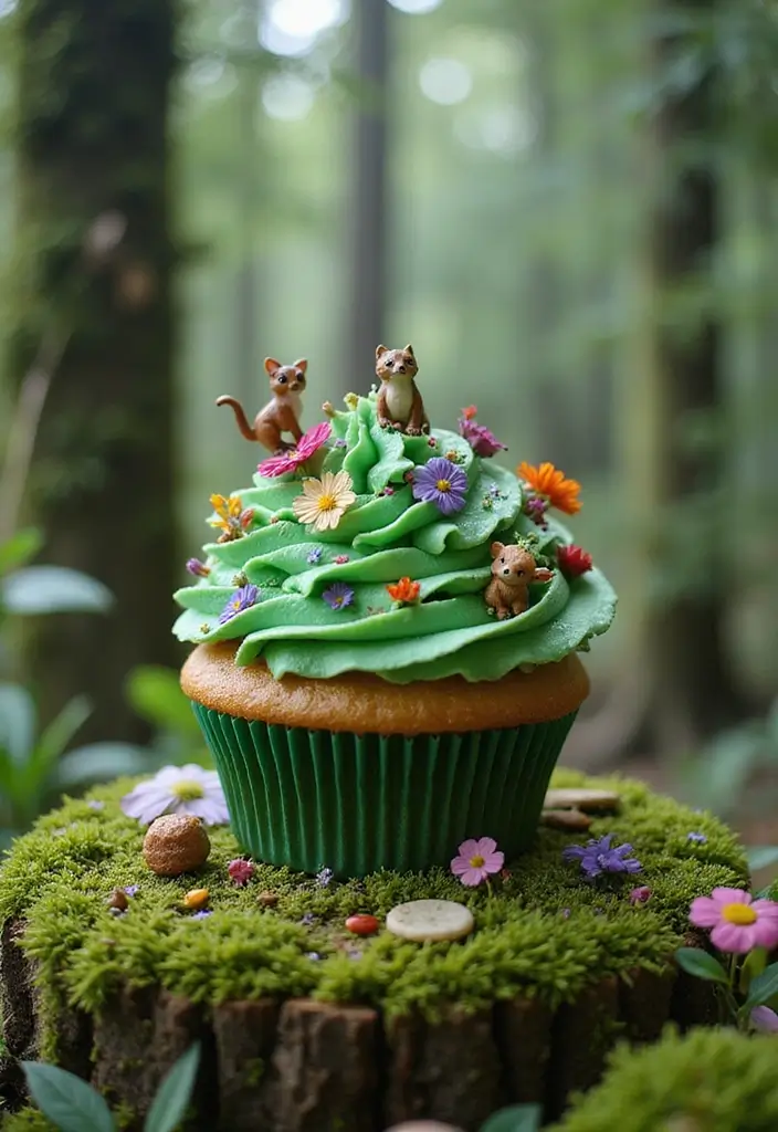 27 Giant Cupcake Ideas for a Show-Stopping Centerpiece - 27. Enchanted Forest Cupcake