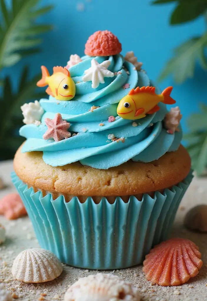 27 Giant Cupcake Ideas for a Show-Stopping Centerpiece - 4. Under the Sea Cupcake