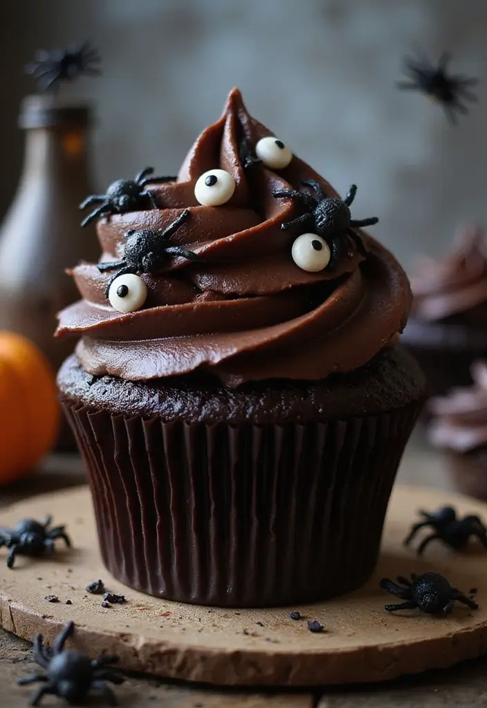 27 Giant Cupcake Ideas for a Show-Stopping Centerpiece - 6. Halloween Spooktacular Cupcake