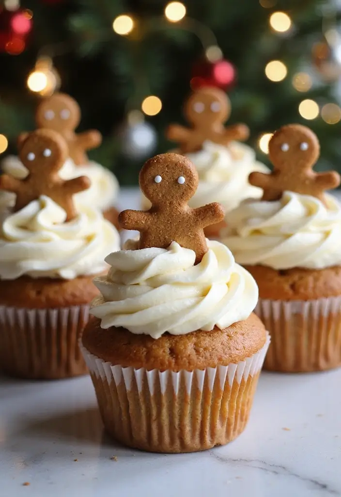 27 Thanksgiving Cupcake Ideas for a Sweet Holiday Touch - 10. Gingerbread Cupcakes