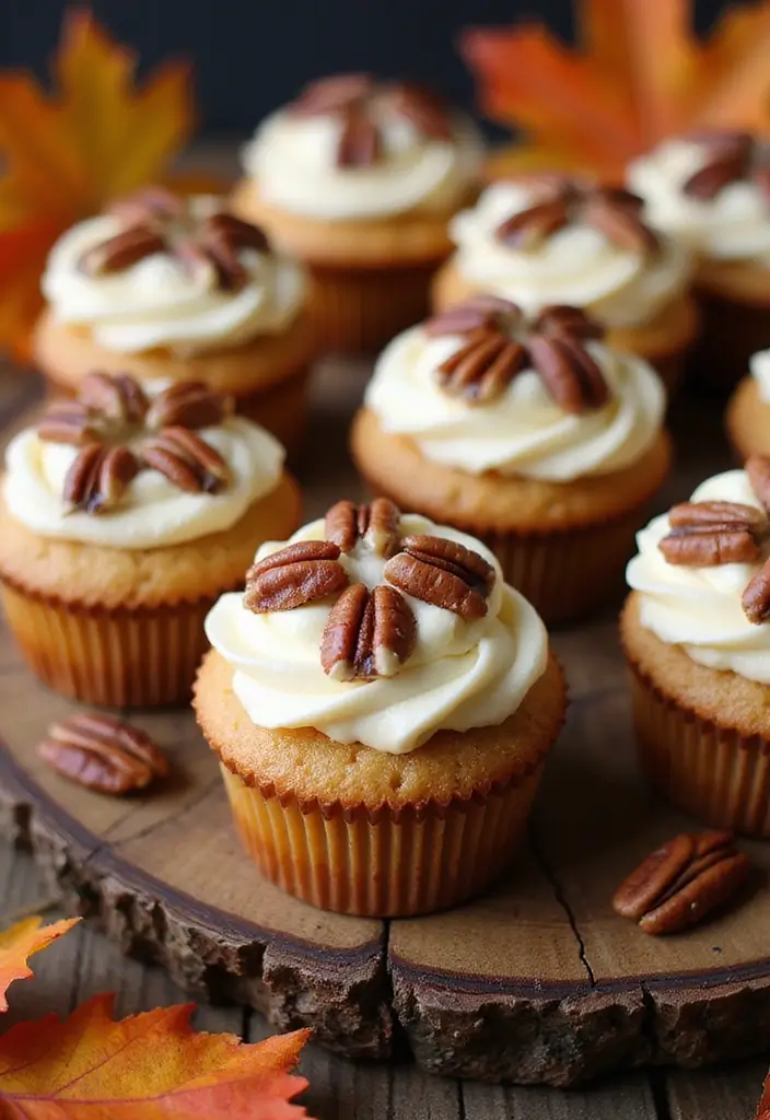 27 Thanksgiving Cupcake Ideas for a Sweet Holiday Touch - 18. Pecan Pie Cupcakes