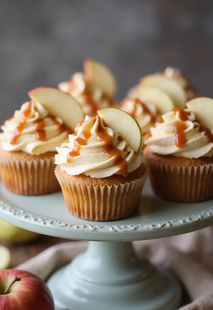 27 Thanksgiving Cupcake Ideas for a Sweet Holiday Touch - 2. Caramel Apple Cupcakes