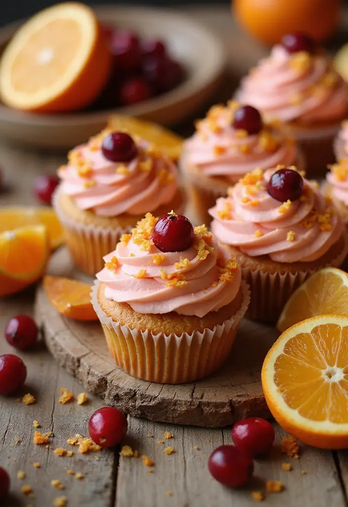 27 Thanksgiving Cupcake Ideas for a Sweet Holiday Touch - 4. Cranberry Orange Cupcakes