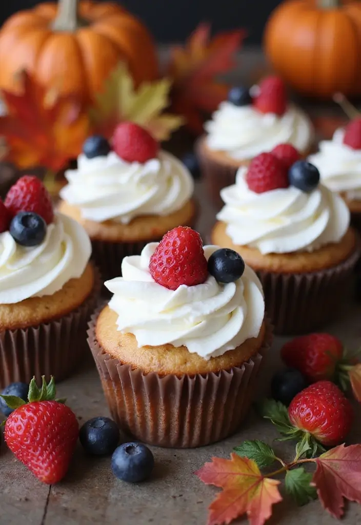 27 Thanksgiving Cupcake Ideas for a Sweet Holiday Touch - 8. Harvest Berry Cupcakes