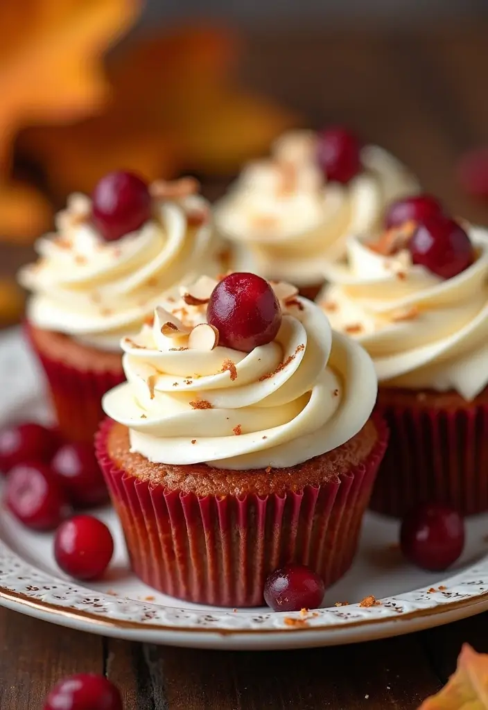27 Thanksgiving Cupcake Ideas for a Sweet Holiday Touch - 9. Cranberry Almond Cupcakes
