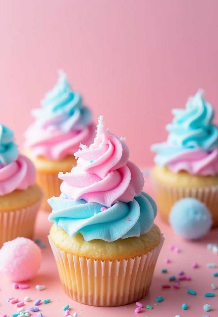 30 Adorable Cupcake Ideas for Baby Showers and Parties - 14. Cotton Candy Cupcakes