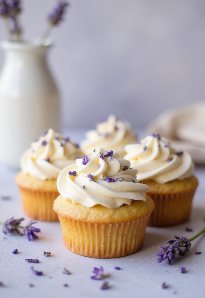 30 Adorable Cupcake Ideas for Baby Showers and Parties - 15. Honey Lavender Cupcakes