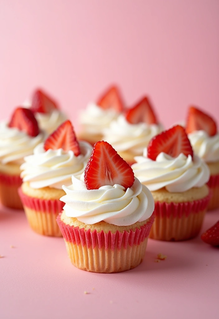 30 Adorable Cupcake Ideas for Baby Showers and Parties - 2. Strawberry Shortcake Cupcakes