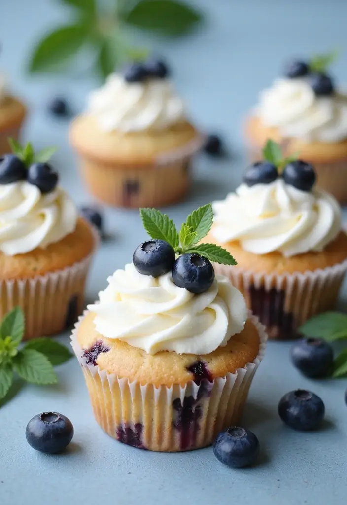 30 Adorable Cupcake Ideas for Baby Showers and Parties - 26. Blueberry Muffin Cupcakes