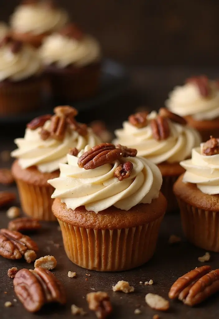 30 Adorable Cupcake Ideas for Baby Showers and Parties - 29. Bourbon Pecan Pie Cupcakes