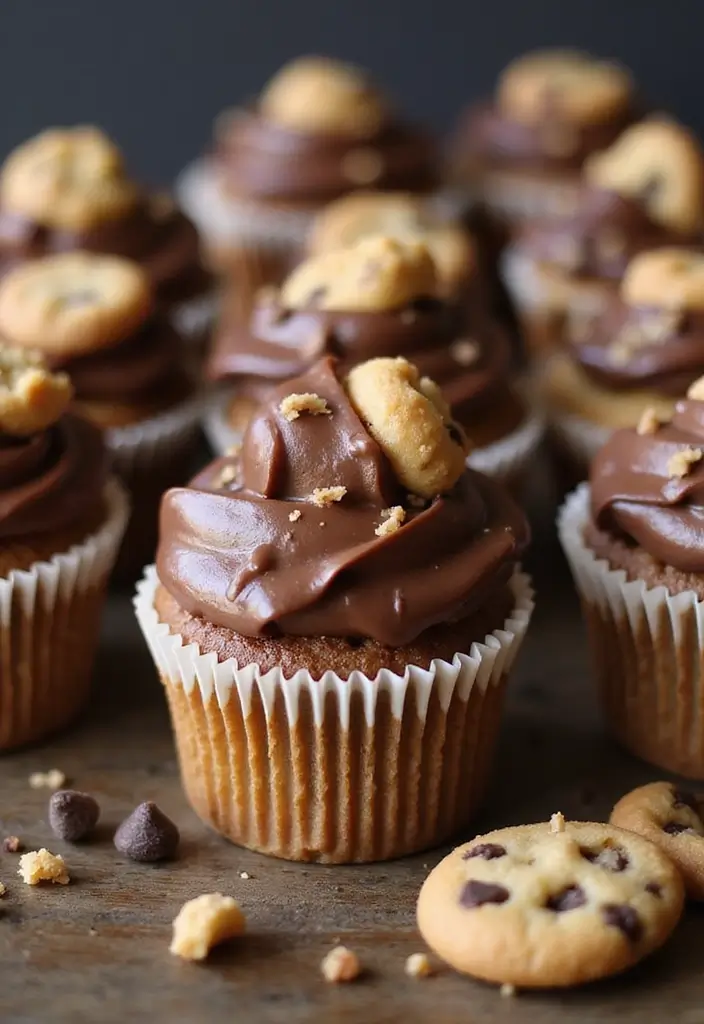 30 Adorable Cupcake Ideas for Baby Showers and Parties - 3. Chocolate Chip Cookie Dough Cupcakes