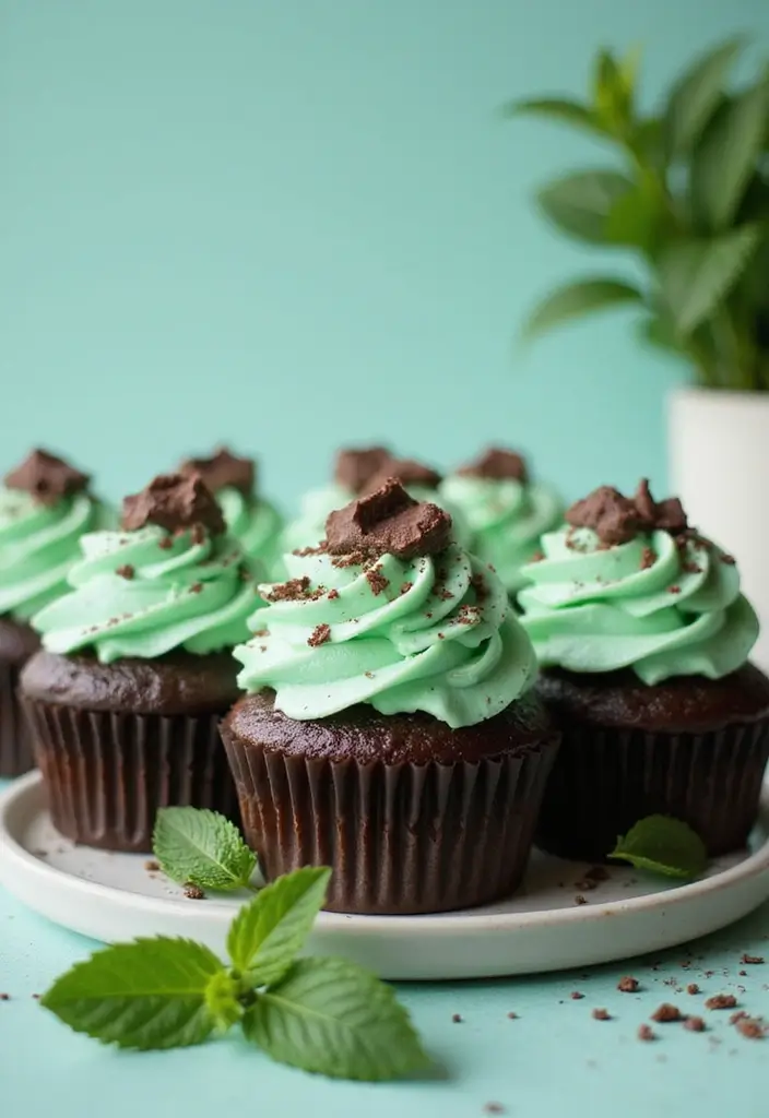 30 Adorable Cupcake Ideas for Baby Showers and Parties - 4. Mint Chocolate Cupcakes